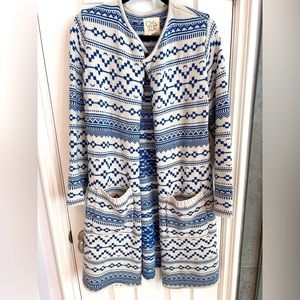Chaser sweater coat - blue/ivory